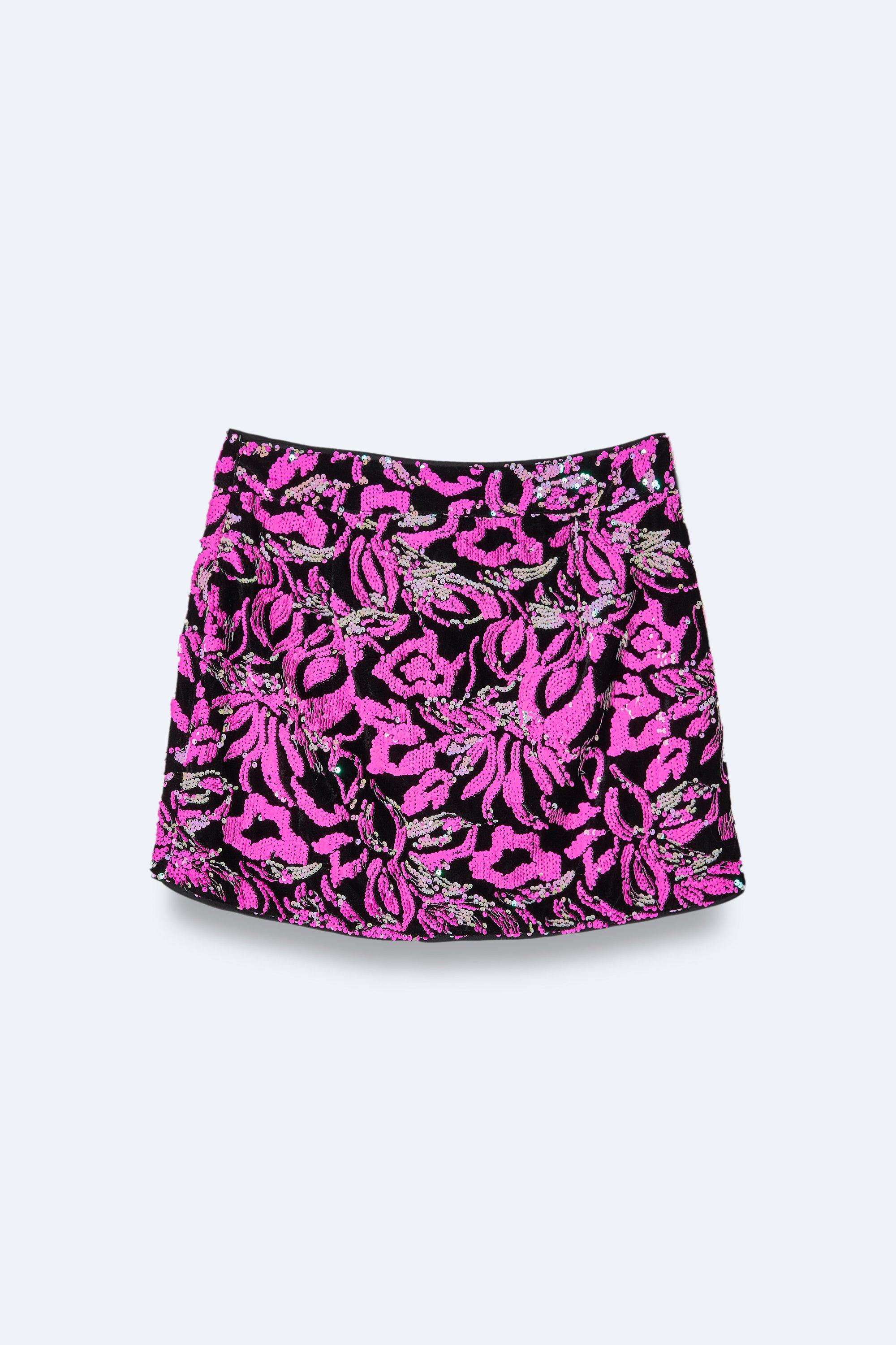 Hot pink hotsell crushed velvet skirt